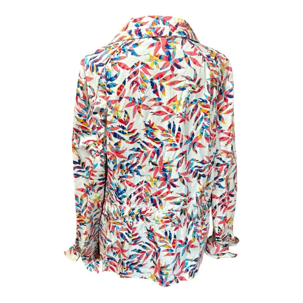 Drapers & Damon’s Vibrant Multicolor Leaf Print Women's Button Down Shirt - Picture 5 of 6